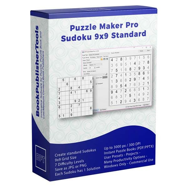 Puzzle Maker Pro Sudoku 9x9 Standard Software Box