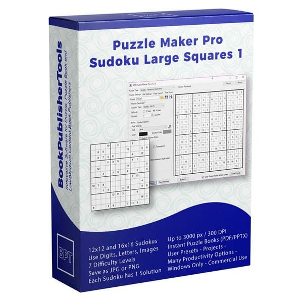 Sudoku Large Squares 1 Software Box