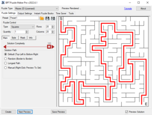 Mazes 2D Squares - Complexity 100