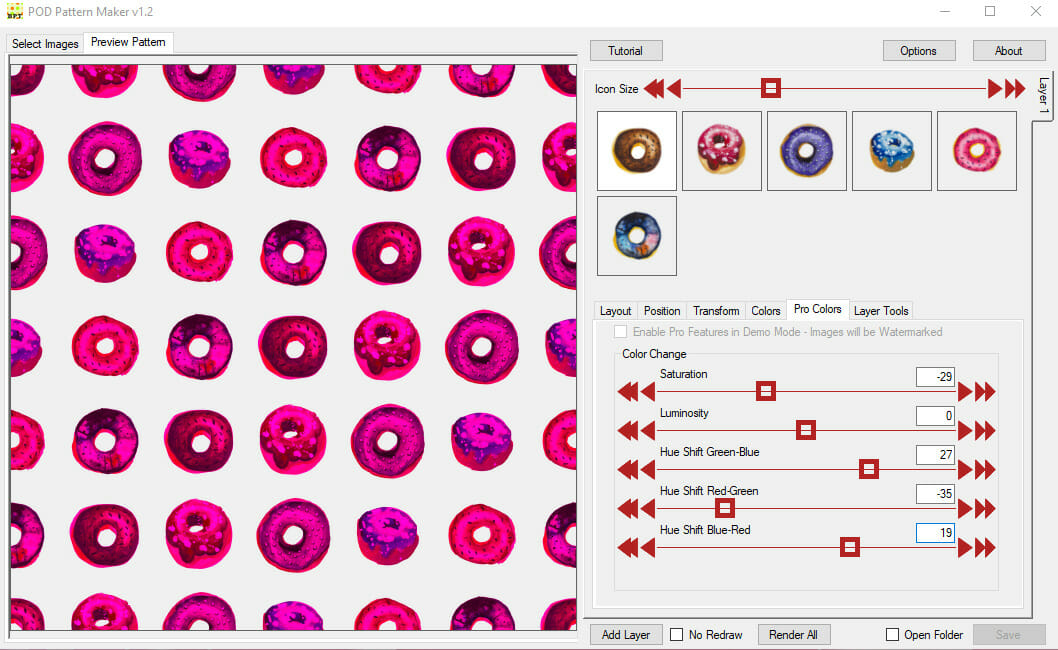 POD Pattern Maker Complete Color options