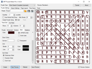 Word Search Standard Styling Options