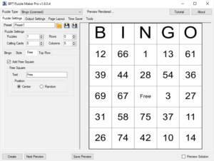 Bingo - Free Square Option Screenshot