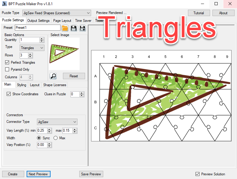 JigSaw Triangle with Coordinates Screenshot