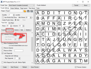 Word Search - Limit the number of words