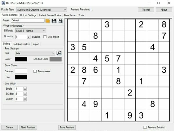 A screenshot of Puzzle Maker Pro - Sudoku 9x9 Creative on a computer screen.