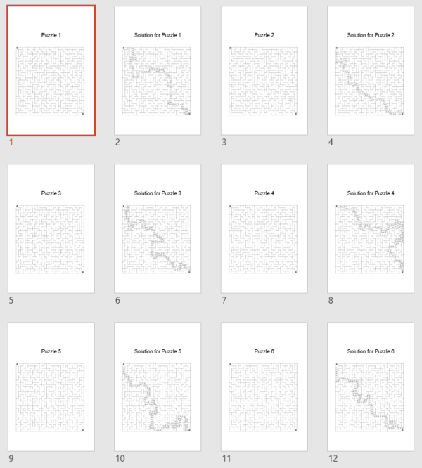 Mazes Instant Puzzle Books page layout