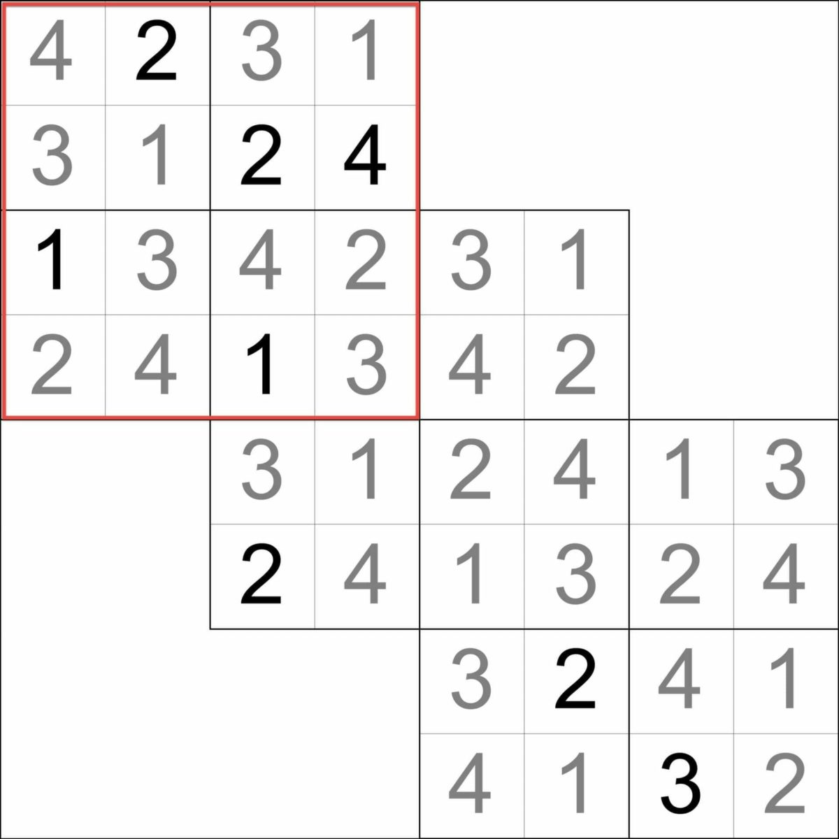 Sudoku 4x4 Triathlon Overlapping Grids Illustration
