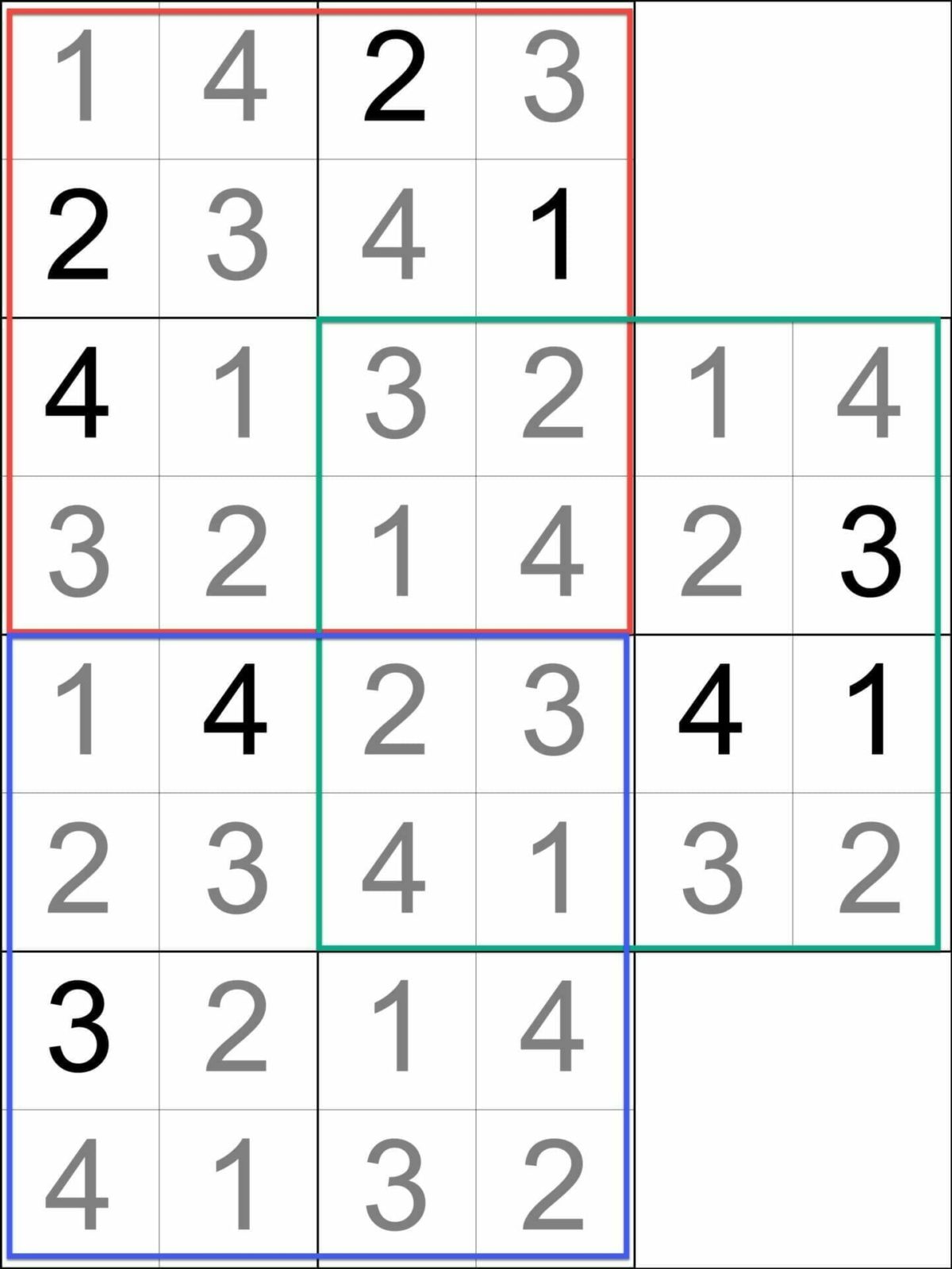 Sudoku 4x4 Triathlon Overlapping Grids Illustration