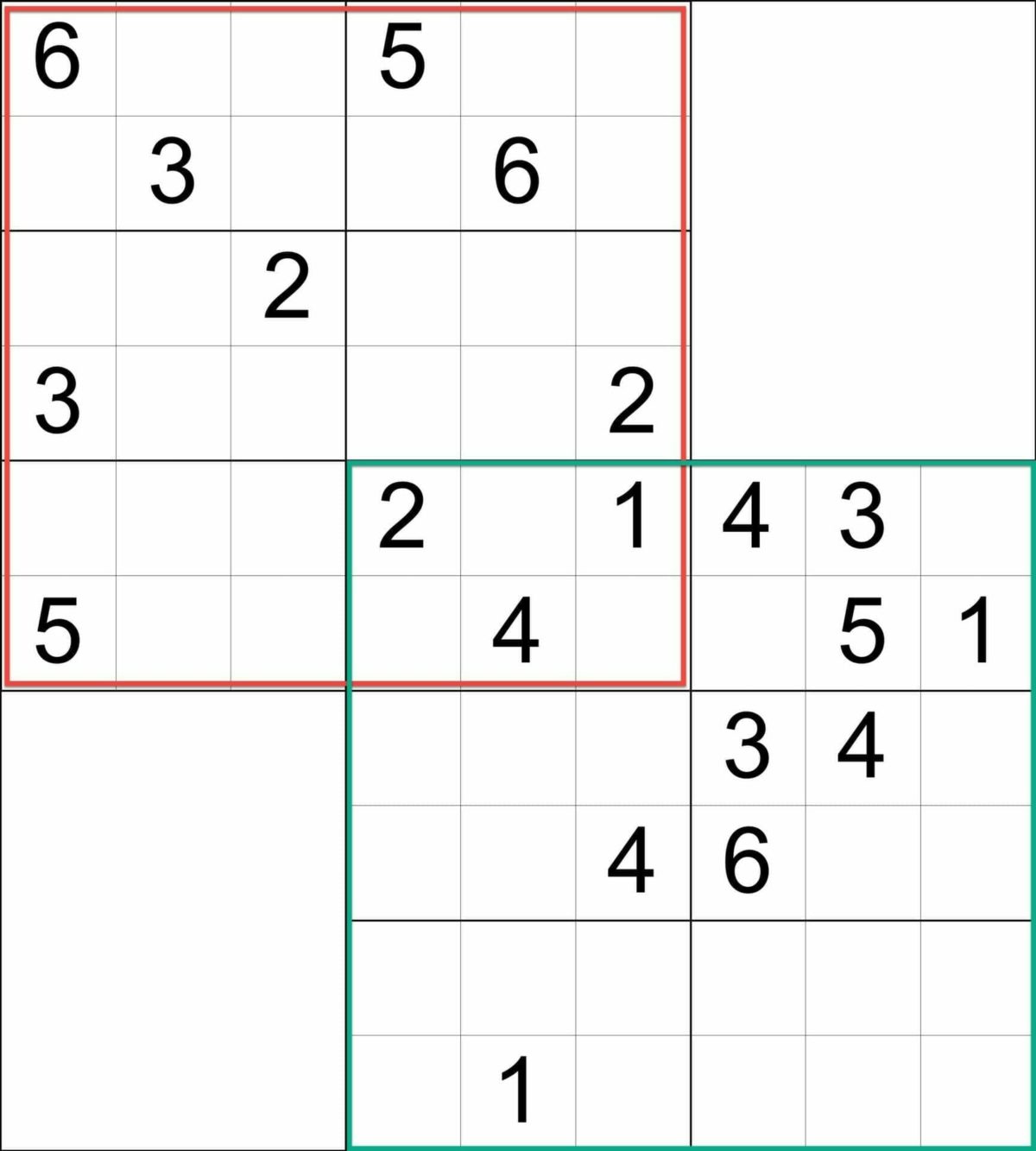 Sudoku 6x6 Sensei Overlapping Grids Illustration
