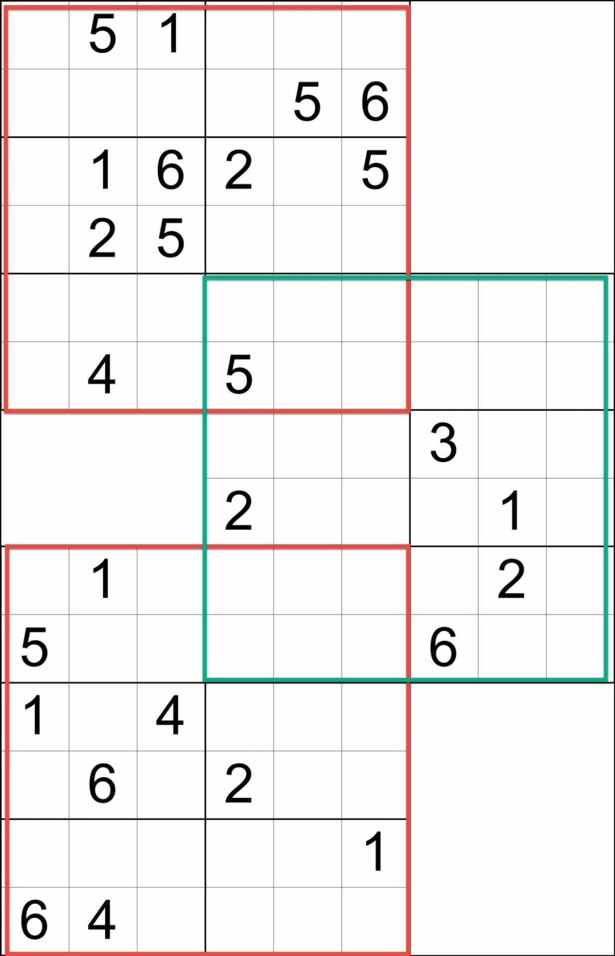 Sudoku 6x6 Triathlon Overlapping Grids Illustration