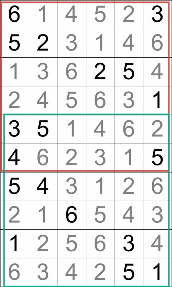 Sudoku 6x6 Twins Overlapping Grids Illustration