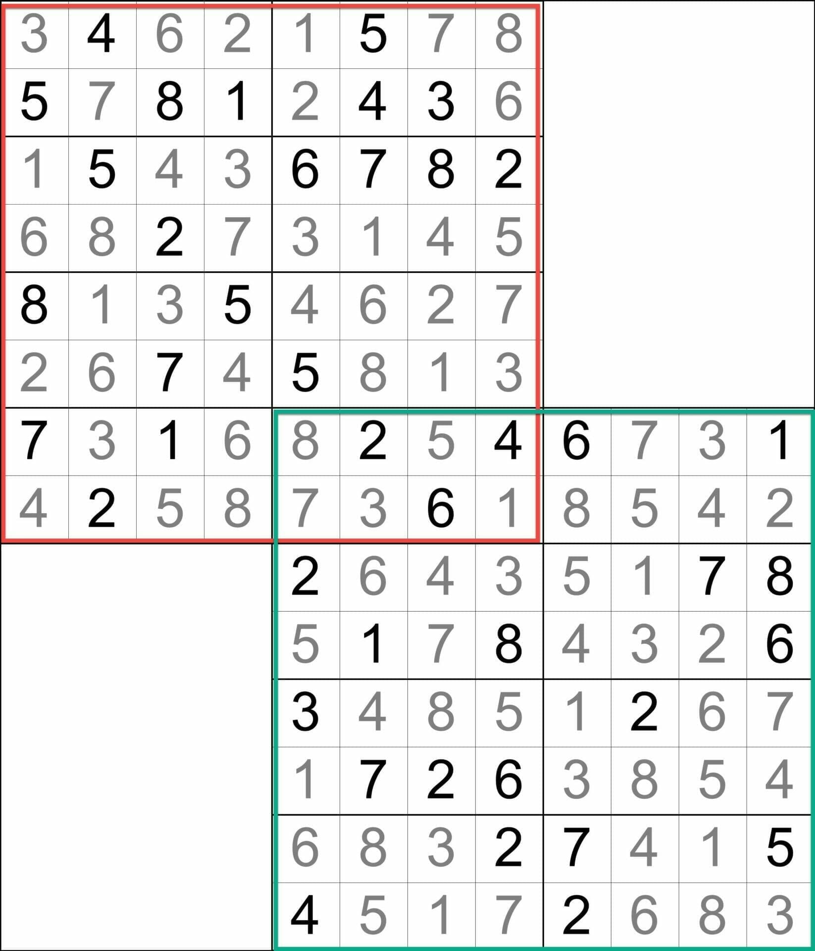Sudoku 8x8 Sensei Overlapping Grids Illustration