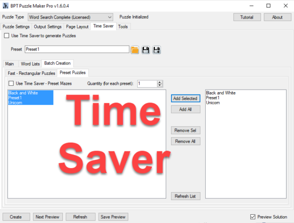 Time Saver for Word Search Batch Creation Presets screenshot