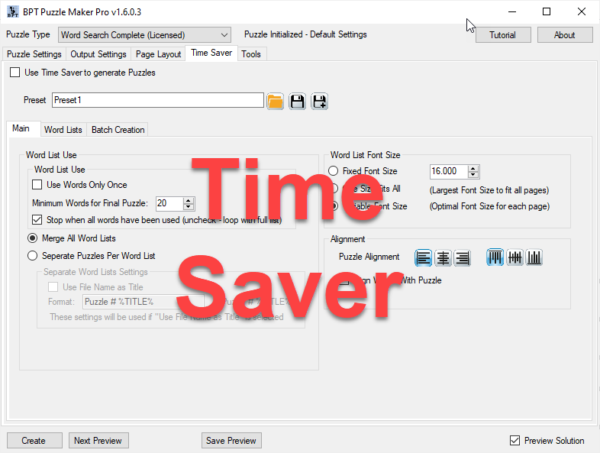 Time Saver for Word Search Main Settings screenshot