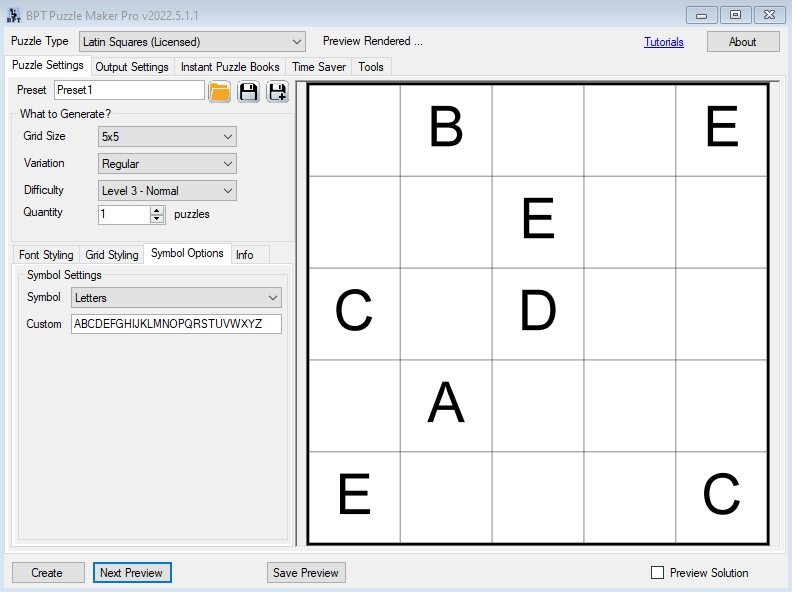 Latin Squares Creative- Letters Screenshot