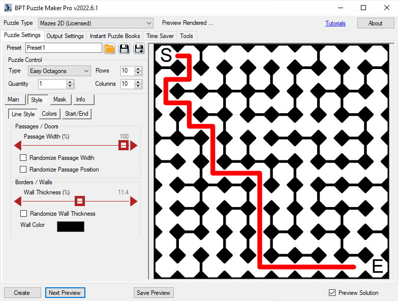 Mazes 2D Easy Octagons Styling