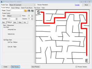 Mazes 2D Oblique - Settings