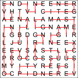Regular Zig Zag Word Search 10x10 Solution