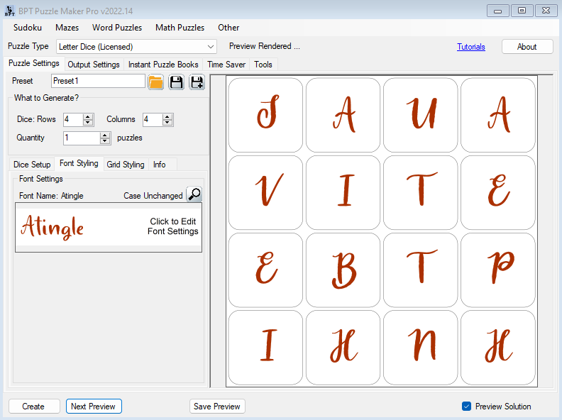 Letter Dice - Font Styling