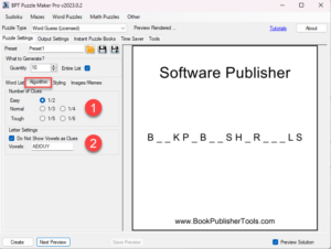 Word Guess Algorithm Settings