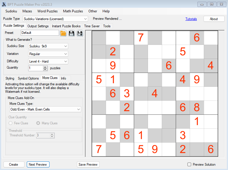 Sudoku More Clues Odd Even Screenshot