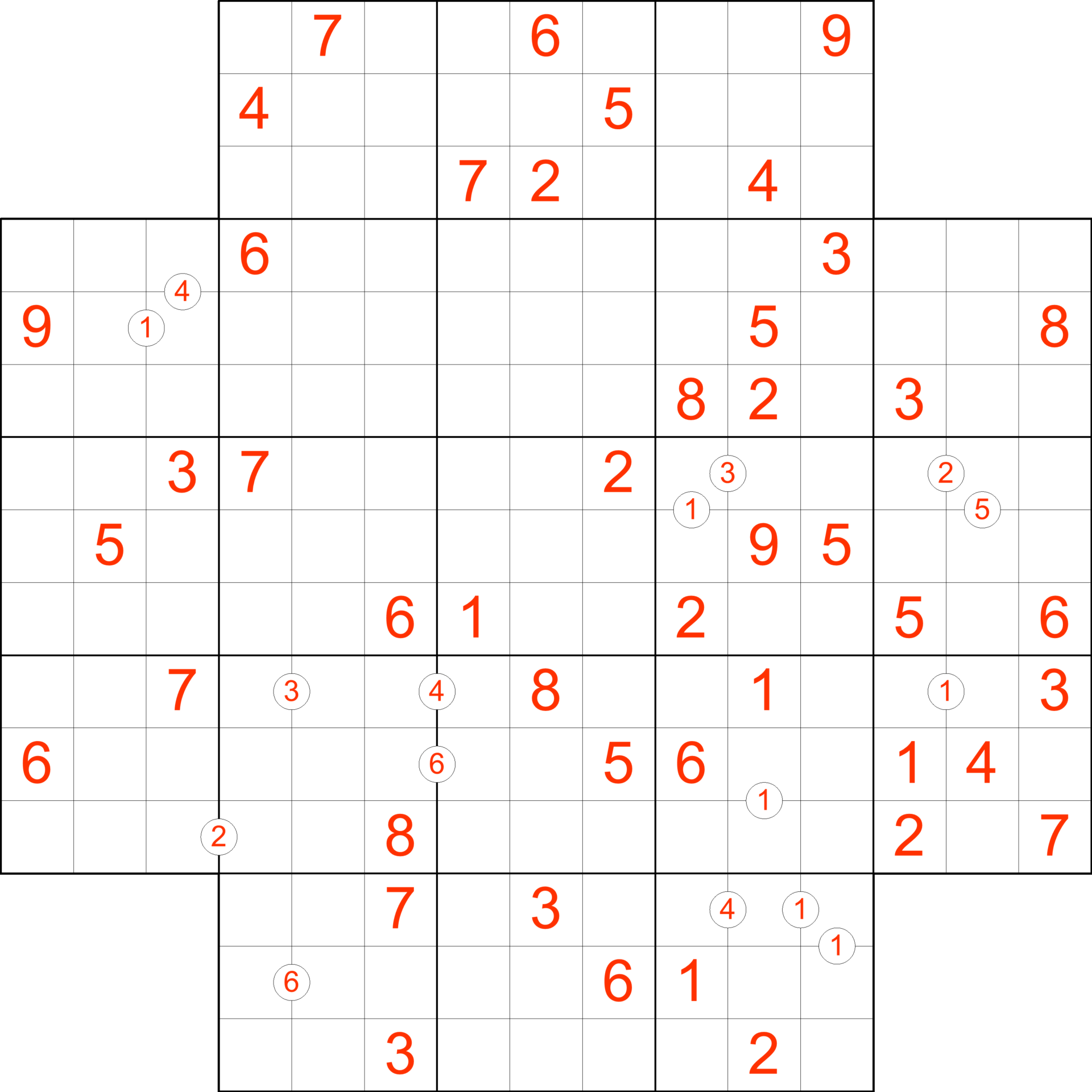 Sudoku 9x9 Flower Difference Example