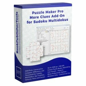 Software Box Mockup for Puzzle Maker Pro - More Clues Add-On for Sudoku Multidokus