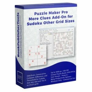 Software Box Mockup for Puzzle Maker Pro - More Clues Add-On for Sudoku Other Grid Sizes