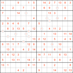 Sudoku 14x14 Difference Example