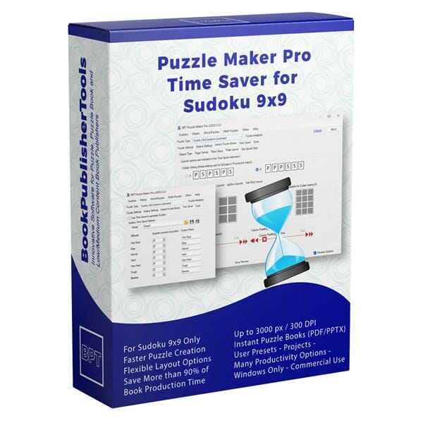 Puzzle Maker Pro Time Saver for Sudoku 9x9 Software Box Mockup