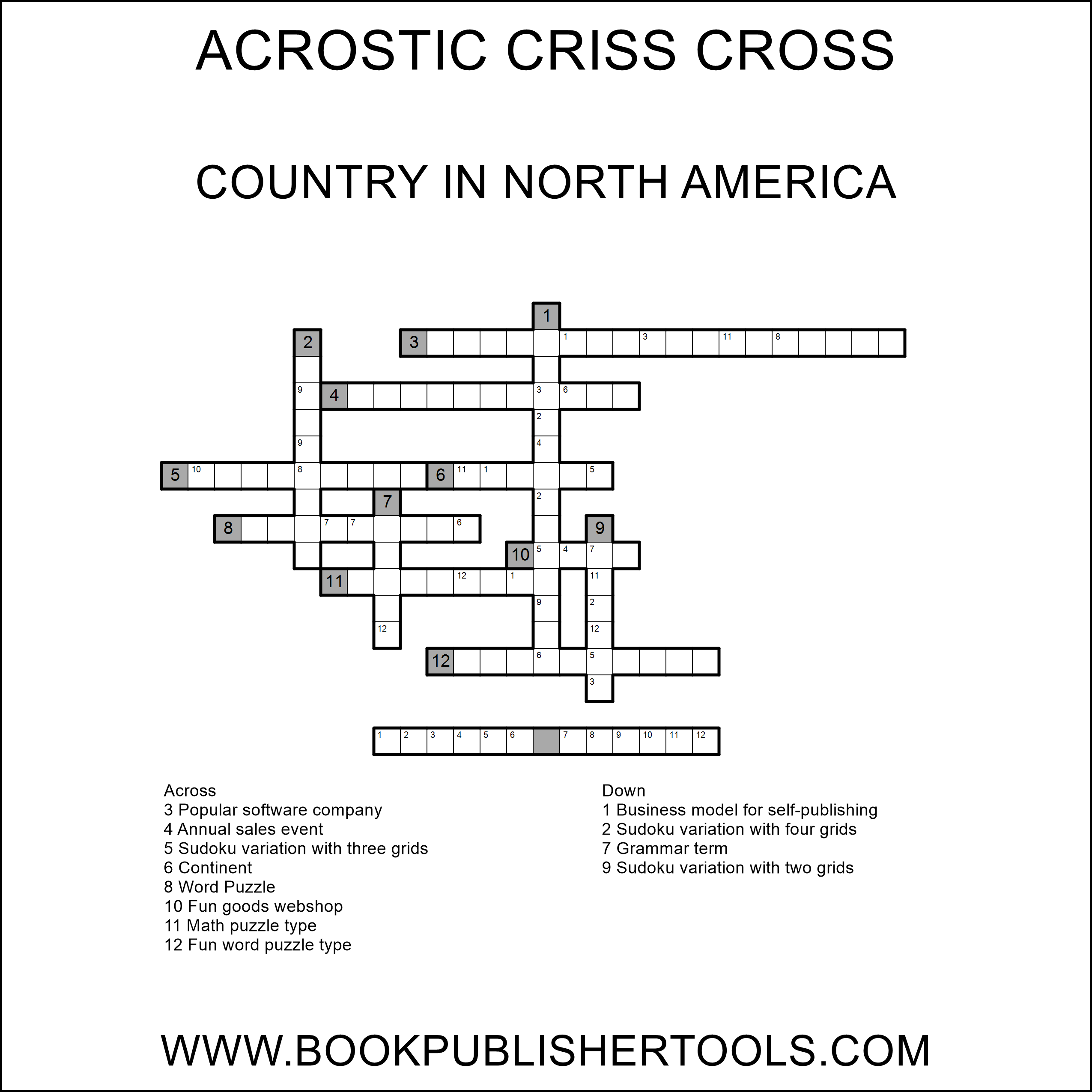Acrostic Criss Cross - Secret Word Puzzle