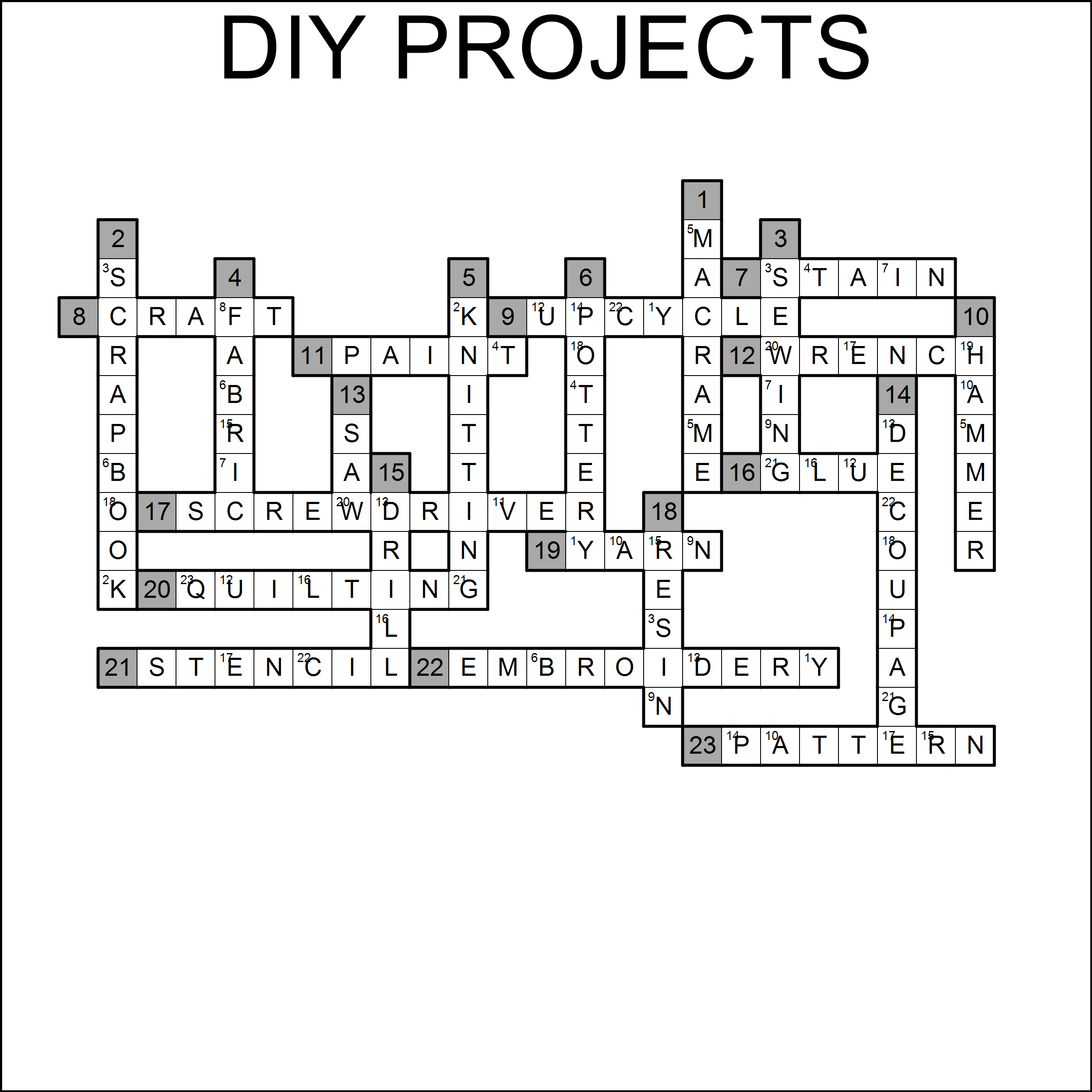 Acrostic Criss Cross - Letter Hints Solution