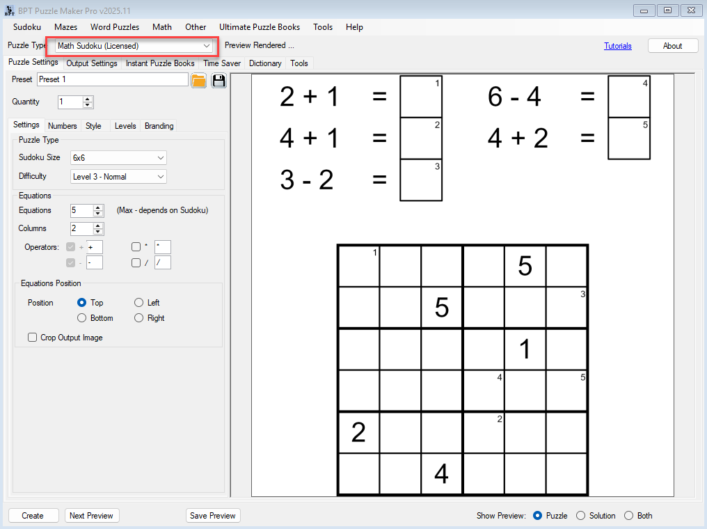 Math Sudoku - select module