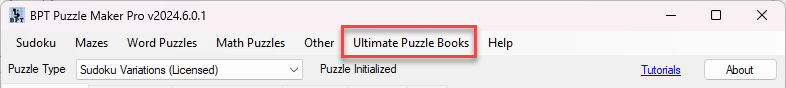 Ultimate Puzzle Books Menu Option