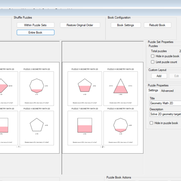 Create shaded-area geometry activities with visual variation for practice and review.