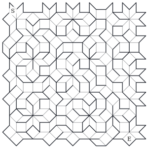 An Exotic Pattern maze on the Ammann–Beenker tiling — squares and rhombi with eight-fold symmetry
