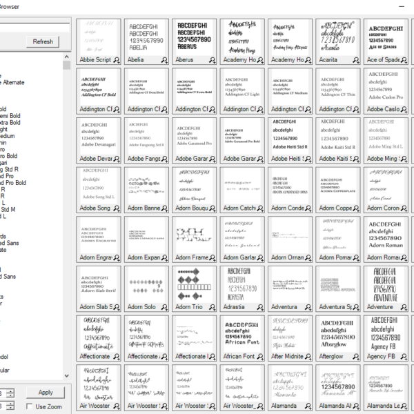 Font Browser 01 Main Window
