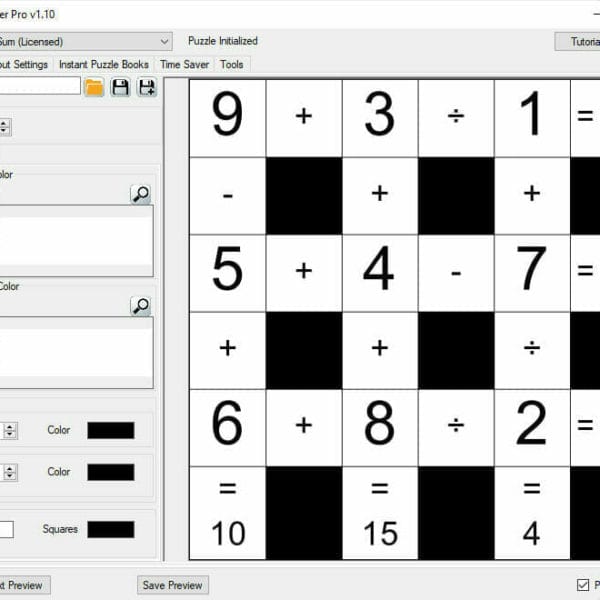 Cross Sum example solution screenshot