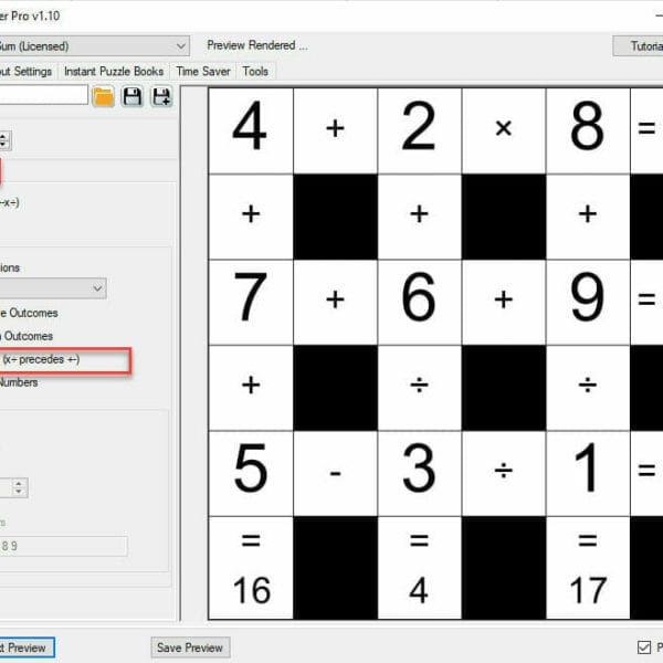 Cross Sum Variations Regular Math priorities screenshot