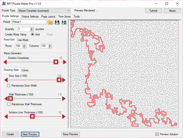 Puzzle Maker Pro Mazes large maze example screenshot