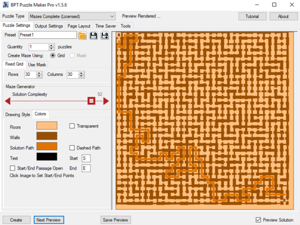 Puzzle Maker Pro maze wild colors example screenshot