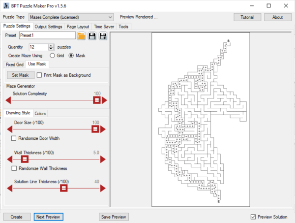 Puzzle Maker Pro Mazes shaped maze screenshot unicorn
