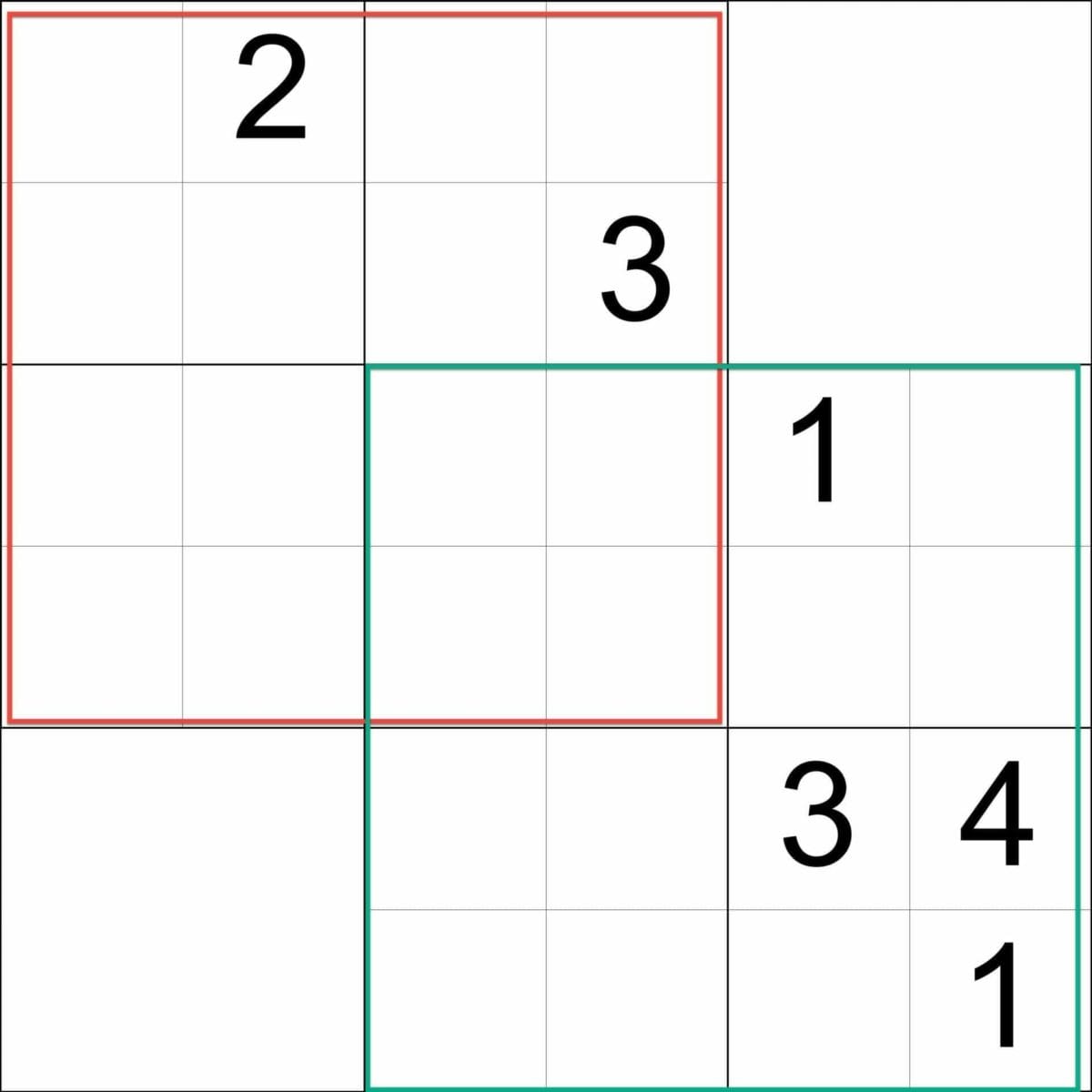 Sudoku 4x4 Sensei Overlapping Grids Illustration