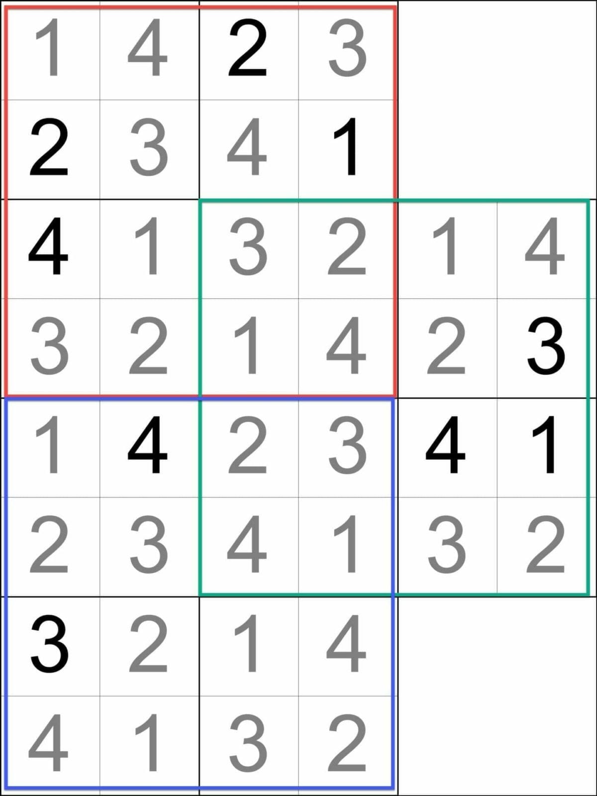 Sudoku 4x4 Triathlon Overlapping Grids Illustration