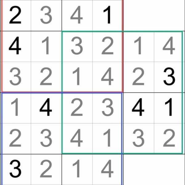 Sudoku 4x4 Triathlon Overlapping Grids Illustration