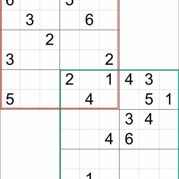 Sudoku 6x6 Sensei Overlapping Grids Illustration
