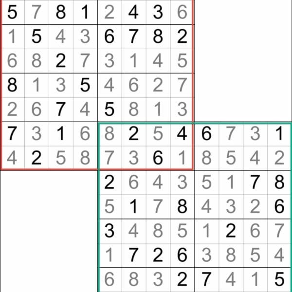 Sudoku 8x8 Sensei Overlapping Grids Illustration