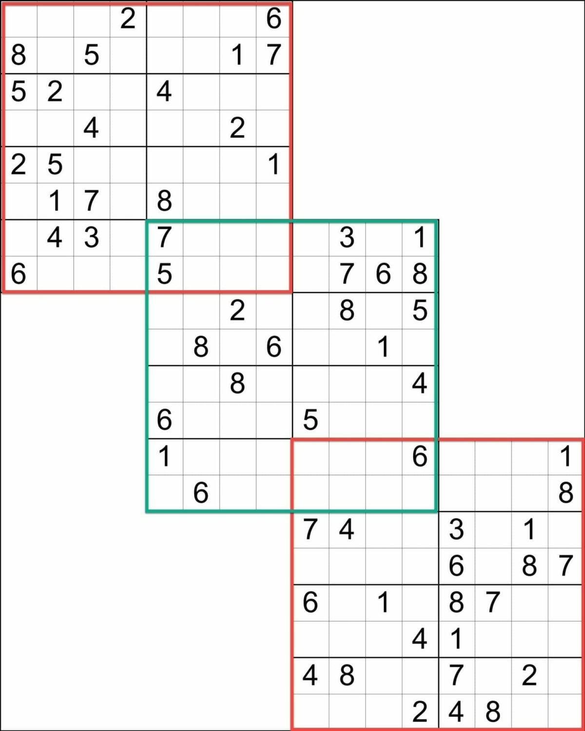 Sudoku 8x8 Triathlon Overlapping Grids Illustration