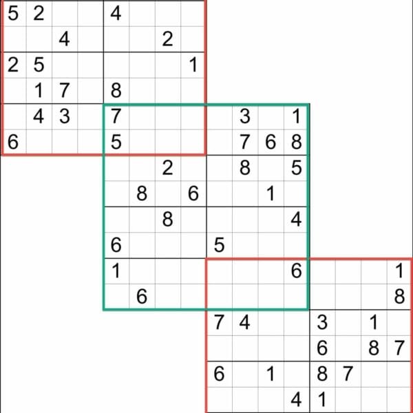 Sudoku 8x8 Triathlon Overlapping Grids Illustration