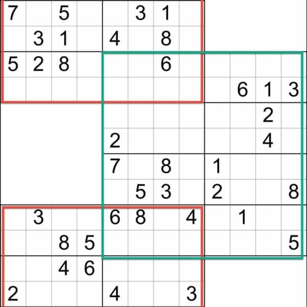 Sudoku 8x8 Triathlon Overlapping Grids Illustration
